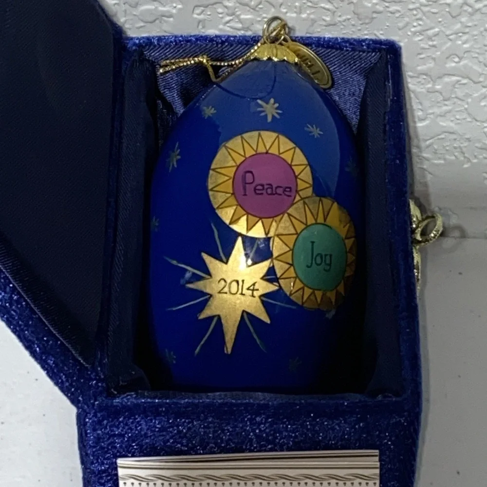 Lot Of 2 Li Bien Christmas Ornaments Glass Teardrop Mary Jesus Nativity In Box